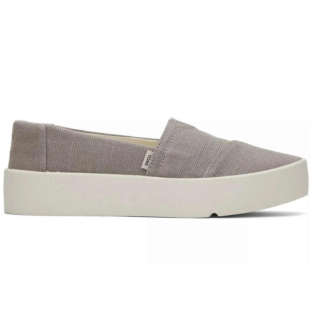 TOMS Women's Verona Platform Slip On Sneakers Shoes Dove Grey Canvas NEW 9